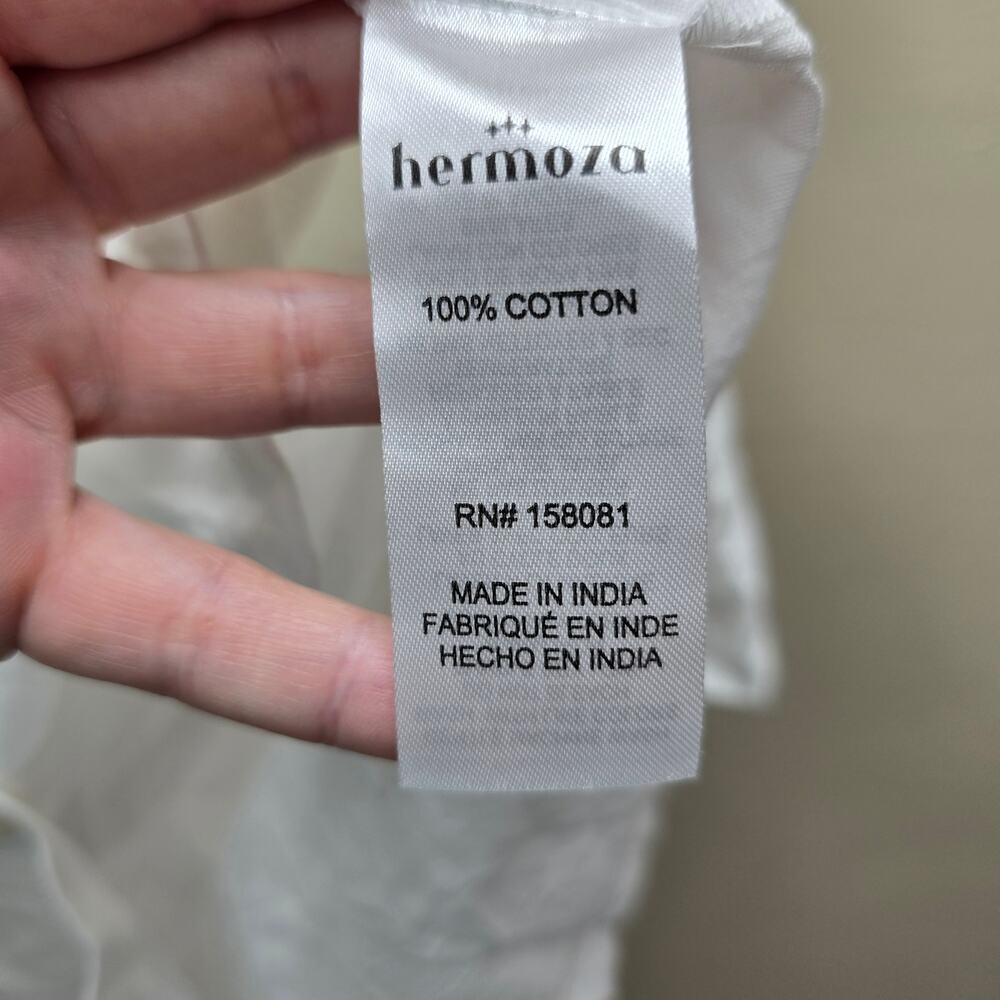 Hermoza Floral Embroidered Button Front Tunic Shirt Dress Boho White SZ Large - Picture 7 of 8